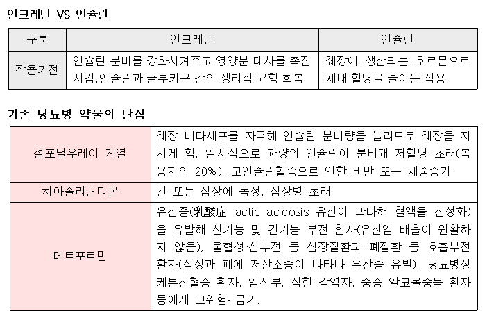 인크레틴VS인슐린,기존약물의단점.png