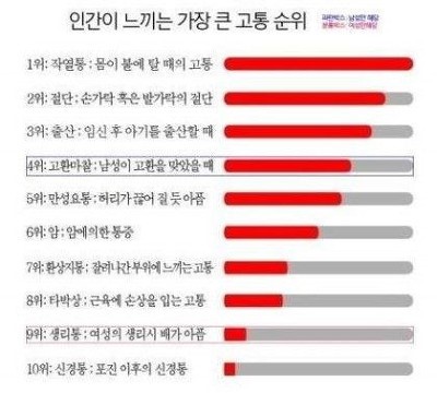 인간이 느끼는 고통 순위