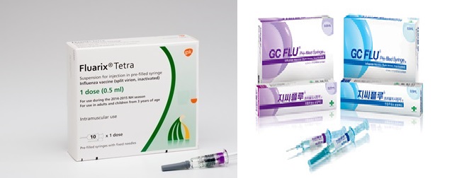 글락소스미스클라인(GSK)의 4가 독감백신인 '플루아릭스테트라'와 녹십자의 기존 3가 백신인 '지씨플루'