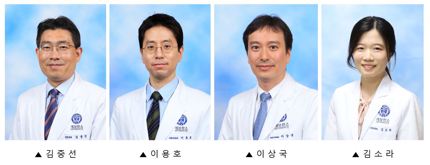 김중선 서울세브란스병원 심장내과 교수(왼쪽부터), 이용호 내분비내과 교수, 이상국 진단검사의학과 교수, 김소라 용인세브란스병원 입원의학과 교수