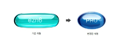 대웅제약은 ‘이지엔6프로’의 기존 제형(왼쪽) 대비 크기를 축소하고, 천연색소를 적용한 신규 제형을 출시했다.